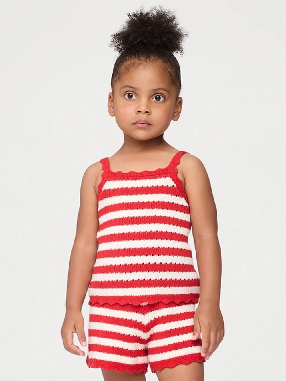 Baby Gap 2t Toddler Crochet Tank Top Short Set Red Striped